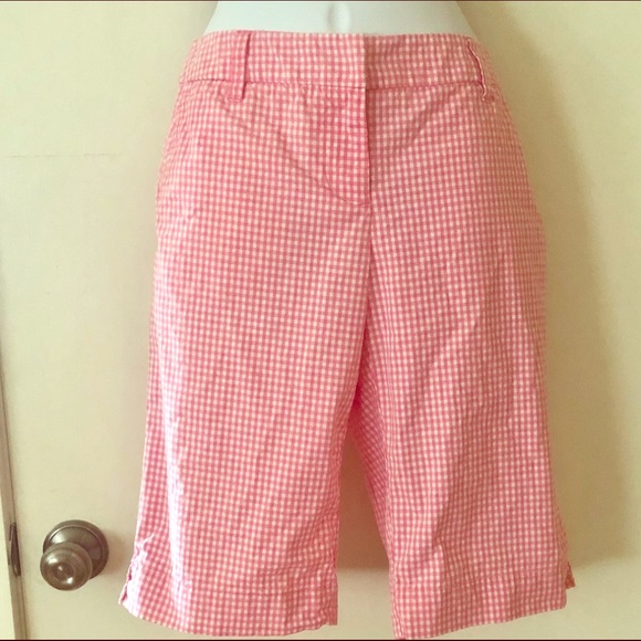 New York & Company Pants - NY & Company Pink & White Gingham Bermuda shorts